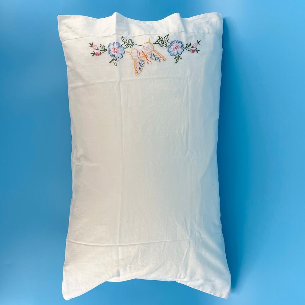 vintage embroidered pillowcase